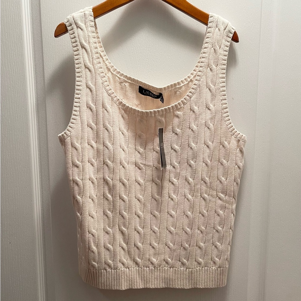 Ralph Lauren Ivory Cable Knit Top